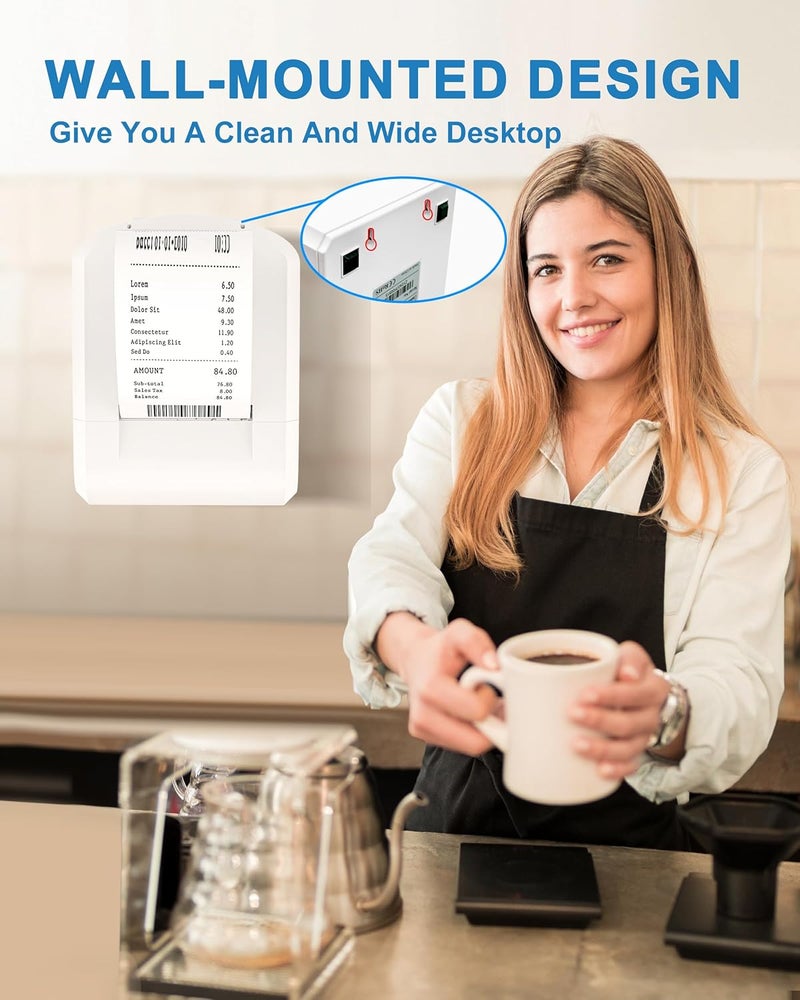 ZYWELL ZY908 Thermal Receipt Printer Works with Android/Linux/Win, Auto-Cutter 80mm USB LAN POS Printer Use for Small Business/Restaurant (Not Support iOS) - Image 5